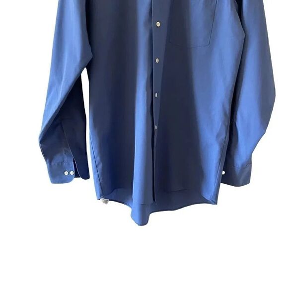 Van Heusen Poplin Blue Long Sleeves Cotton Blend Button DownShirt SZ 34/35 - Picture 5 of 11